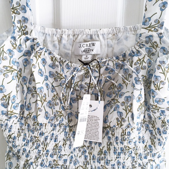 NWT J Crew Smocked Waist Top in Liberty Rose Floral - Picture 3 of 6